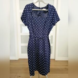 093. Eva Mendes for New York & Company Blue Midi Dress Sweetheart Neckline